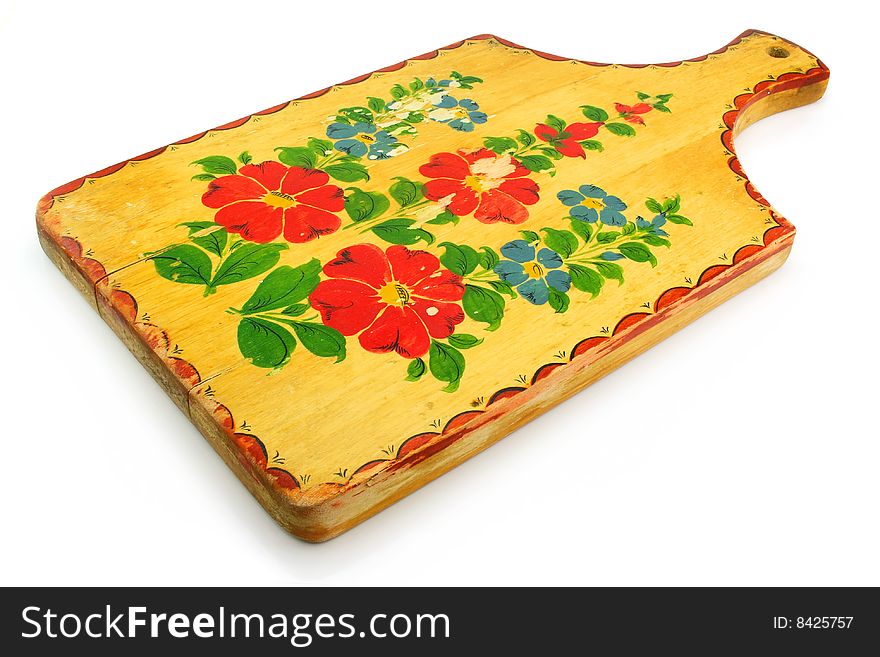 Wooden Painted Chopping Board Isolated