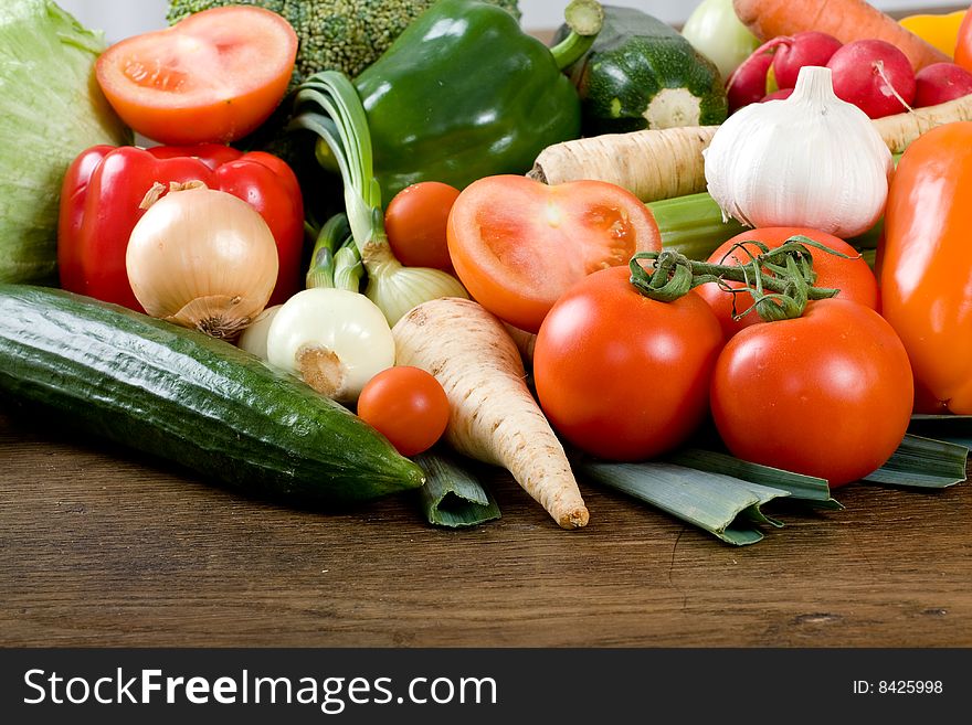 Fresh Vegetables on wooden table