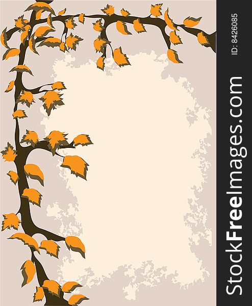 Leaf and branches; brown backgrounds, vector