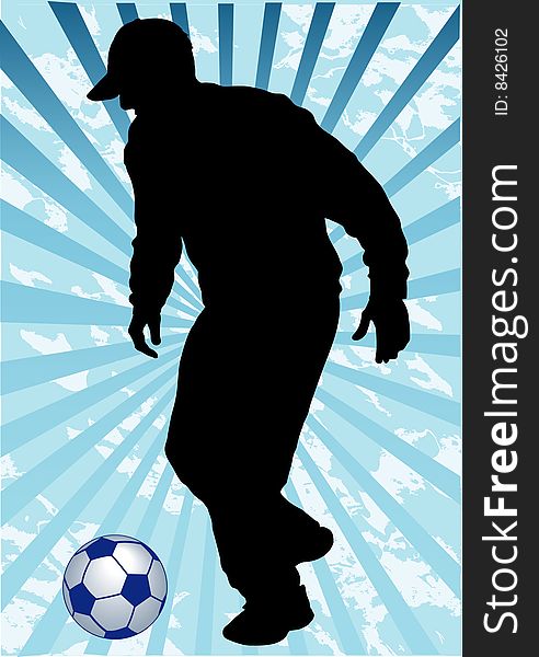 Football man and ball illustration, vector