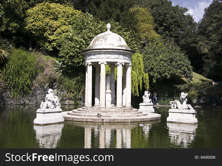 Small classic temple in Pallavicini Park. The park was projected by the archtect Michele Canzio commisioned from Pallavicini and the works started in the year 1840