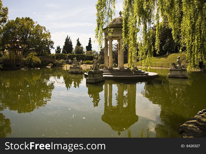 Small classic temple in Pallavicini Park. The park was projected by the archtect Michele Canzio commisioned from Pallavicini and the works started in the year 1840