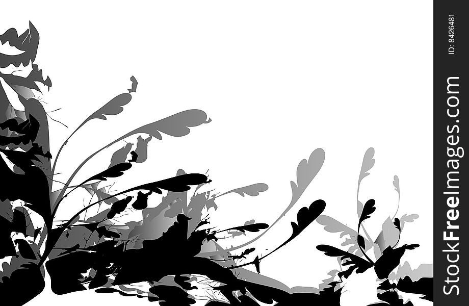 Black silhouette grass, background vector. Black silhouette grass, background vector