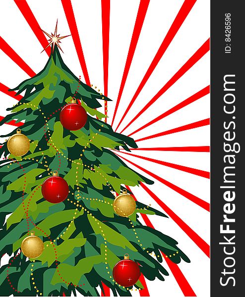 Christmas tree and christmas ball, background vector