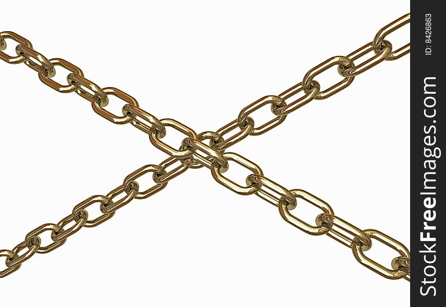 Isolated chrome chains on white background. 3D render image. Isolated chrome chains on white background. 3D render image.