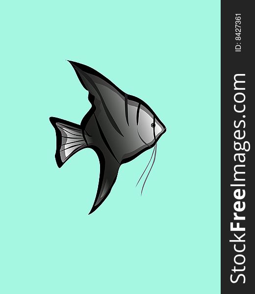 A striped angelfish swimming in the water. AI file is attached. Gradient used.