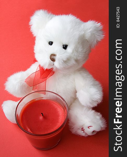 Teddy Bear and Red Candle