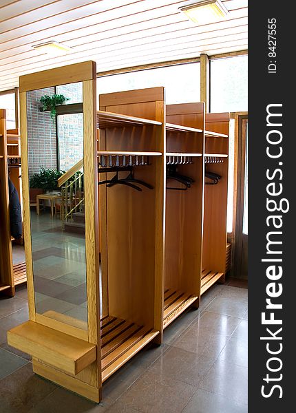 Wooden Coat Rack with Mirror