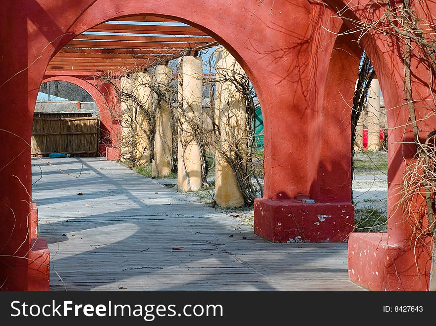 Old arcades and dry vegetation