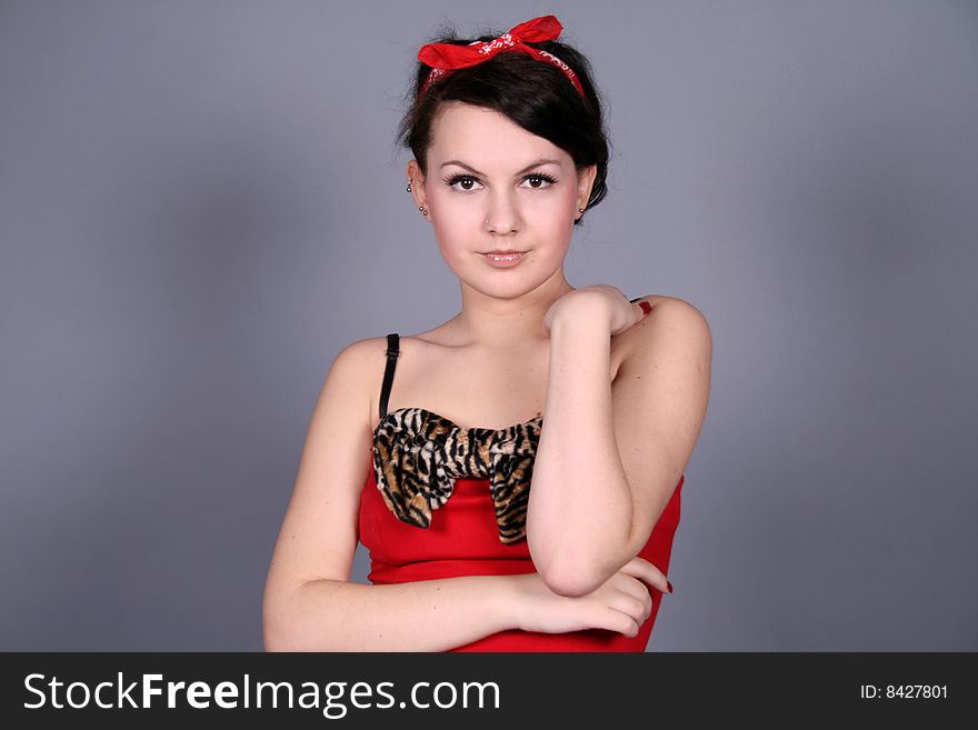 Studio portrait of a pretty pin-up girl