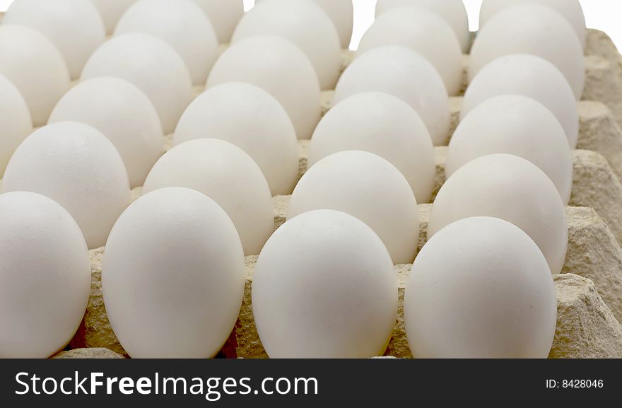 Basket with eggs the isolated on a white background