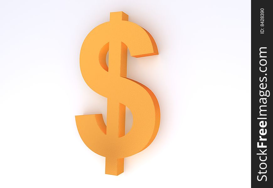 3d dollar sign on white background