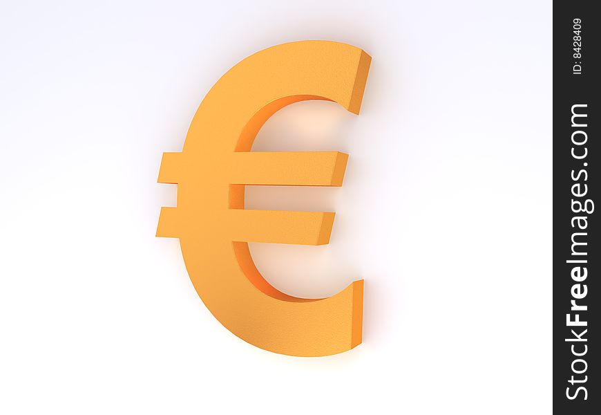 3d euro sign on white background