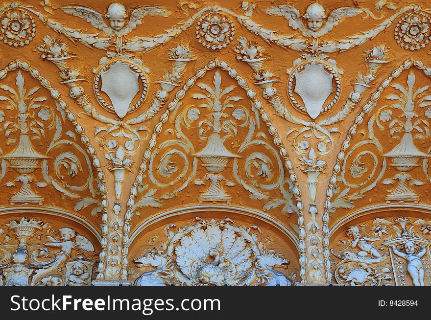 Close up of architectural  detail from an old spanish style building. Close up of architectural  detail from an old spanish style building