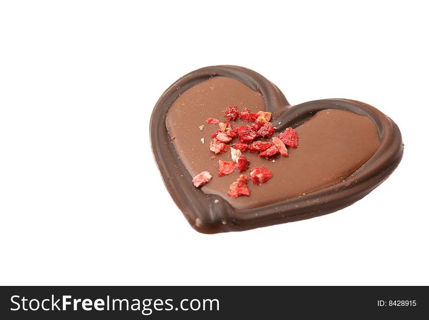 Chocolate heart isolated on the white background. Chocolate heart isolated on the white background