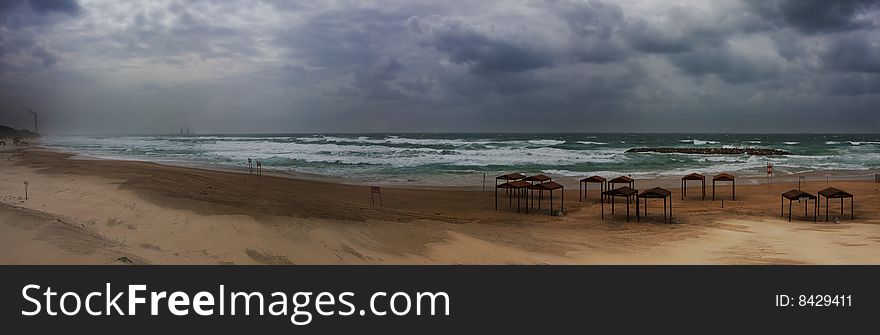 Panoramic view on Mediterranean sea at winter. Panoramic view on Mediterranean sea at winter.