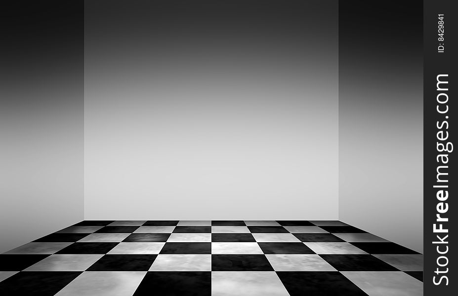 a chess floor of a modern interior. a chess floor of a modern interior