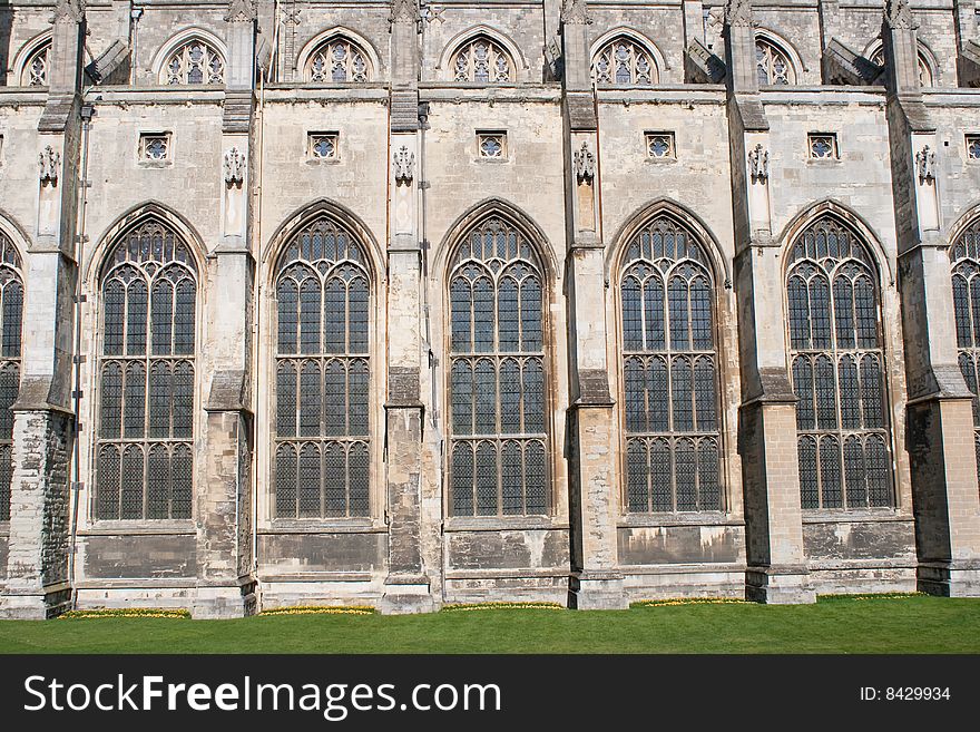 Row of windows in Canterbury Cathedral. Row of windows in Canterbury Cathedral