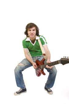 Guitar Player Playing His Guitar Royalty Free Stock Photography