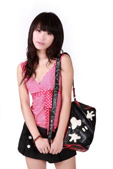 Asian Girl With Handbag Royalty Free Stock Photo Asian Girl With Handbag Royalty Free Stock Photo