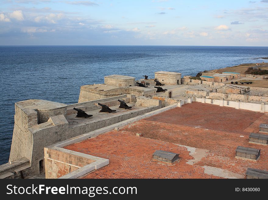 Morro Castle defence with several cannons, Havana