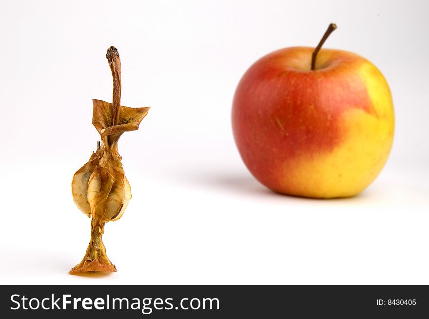 Isolated apple core on white