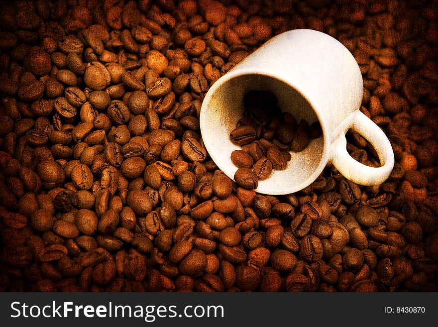 Grunge Background With Coffee Elements