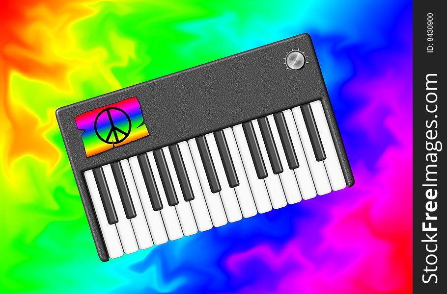 Hippie retro little keyboard image. Hippie retro little keyboard image.