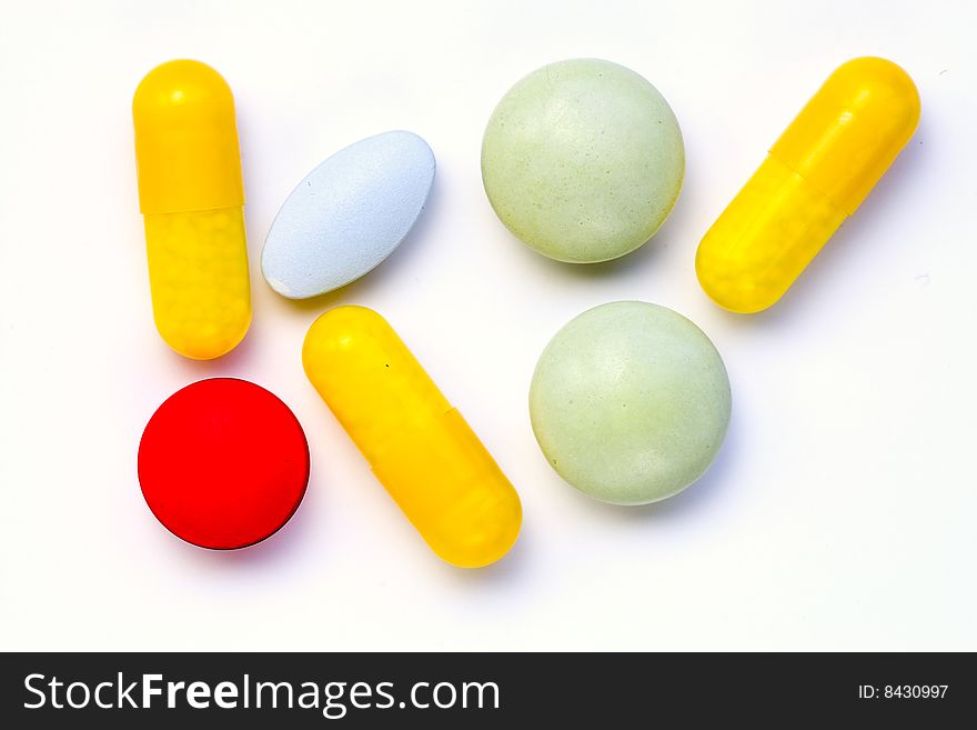 A few various kinds of drugs in different colours