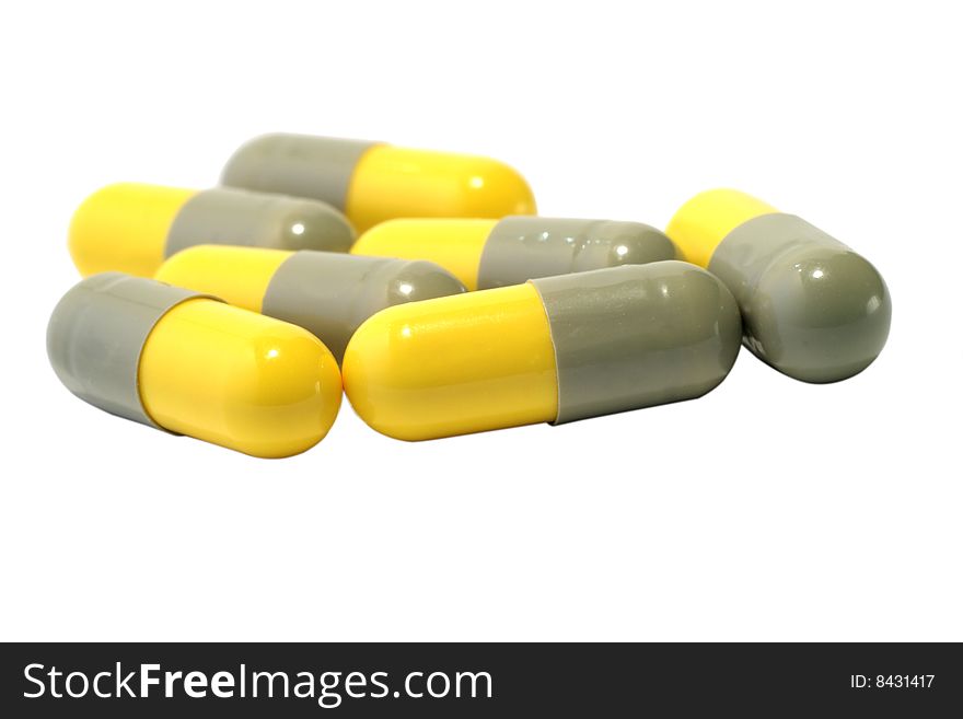 Medical capsules isolated on the white background