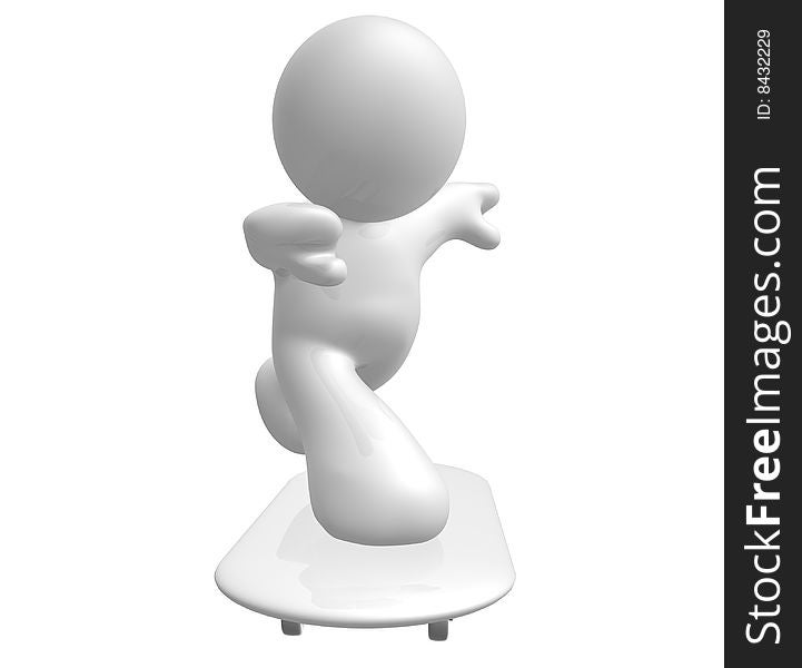 White skater icon 3d illustration