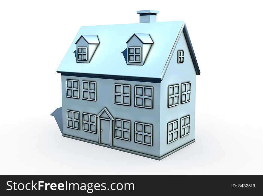 Isolated new house - 3d render illustration on white