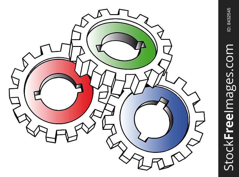 Cogwheels - isolated illustration on white. Cogwheels - isolated illustration on white