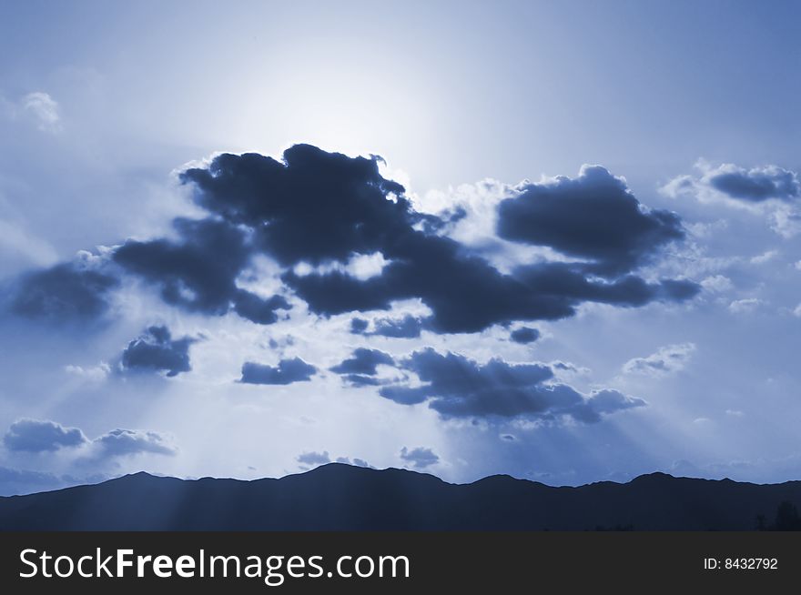 Storm clouds over the mountain.