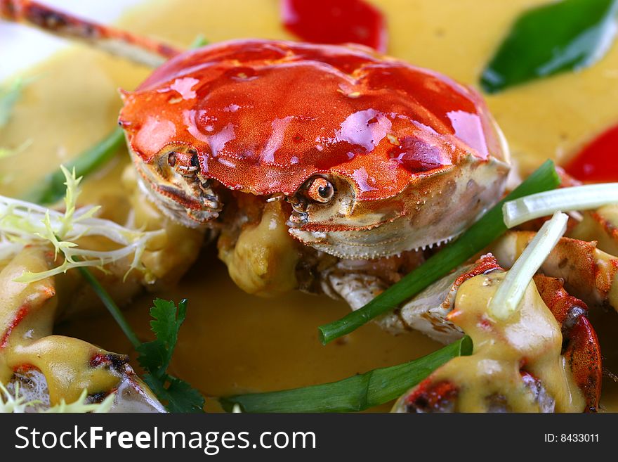 Asian food. Stir fry of crab and vegetables. Asian food. Stir fry of crab and vegetables