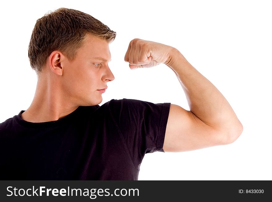 Posing muscular male on an isolated background