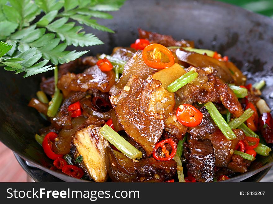 Asian food. Stir fry of pork and vegetables. Asian food. Stir fry of pork and vegetables