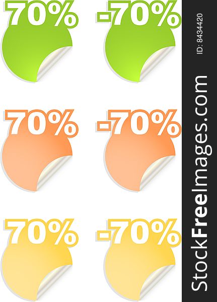 Vector stickers with text  percent