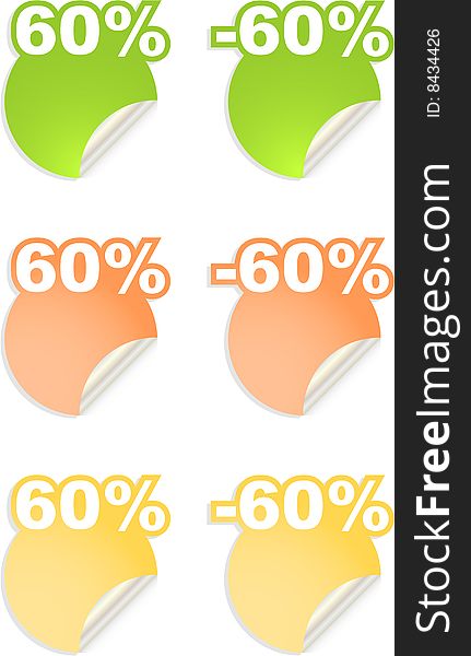 Vector stickers with text percent eps 8. Vector stickers with text percent eps 8