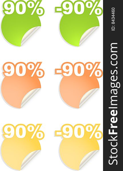 Vector stickers with text  percent