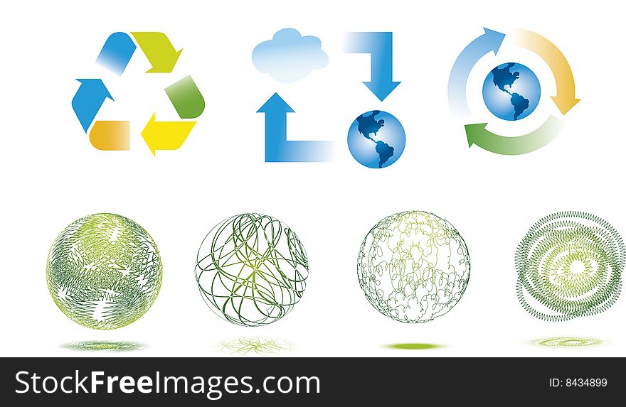 Vector recycle Symbol with scribble stroke on the sphere. Vector recycle Symbol with scribble stroke on the sphere