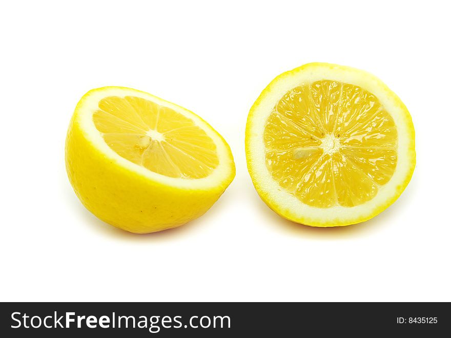 Yellow fresh lemons isolated on a white