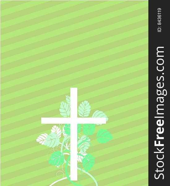 Easter cross with floral elements, vector illustration