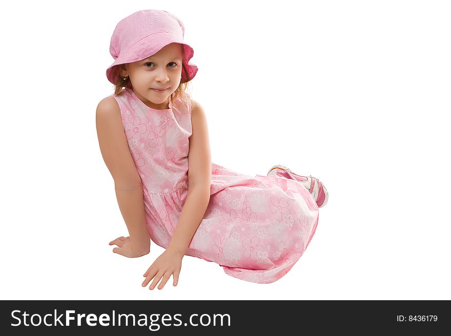 Little beautiful girl isolated on a white background. Little beautiful girl isolated on a white background