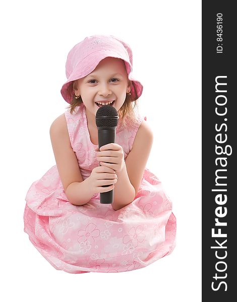 Little beautiful girl isolated on a white background. Little beautiful girl isolated on a white background