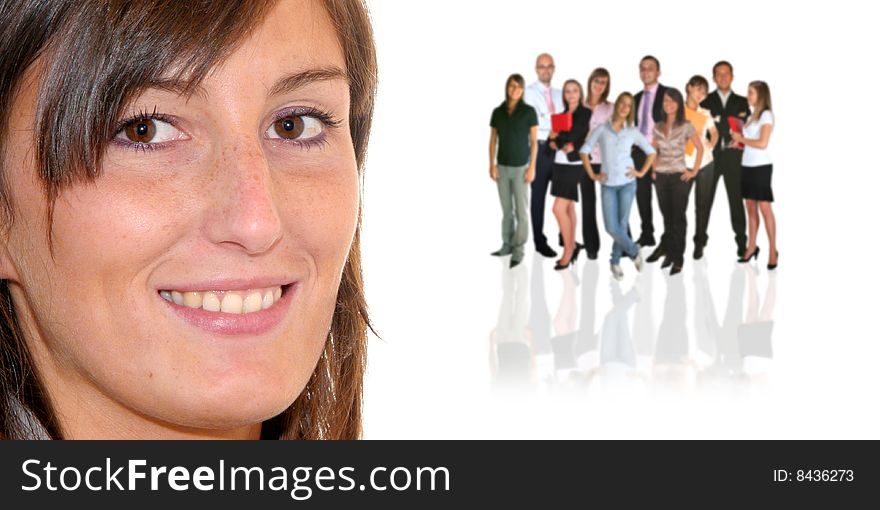 Young business team on white background. Young business team on white background