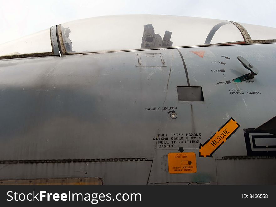 A photo of a canopy of an attack aircraft. A photo of a canopy of an attack aircraft