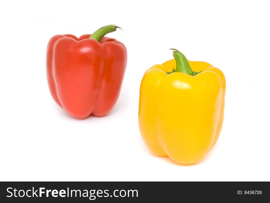 Red and yellow pepper isolated