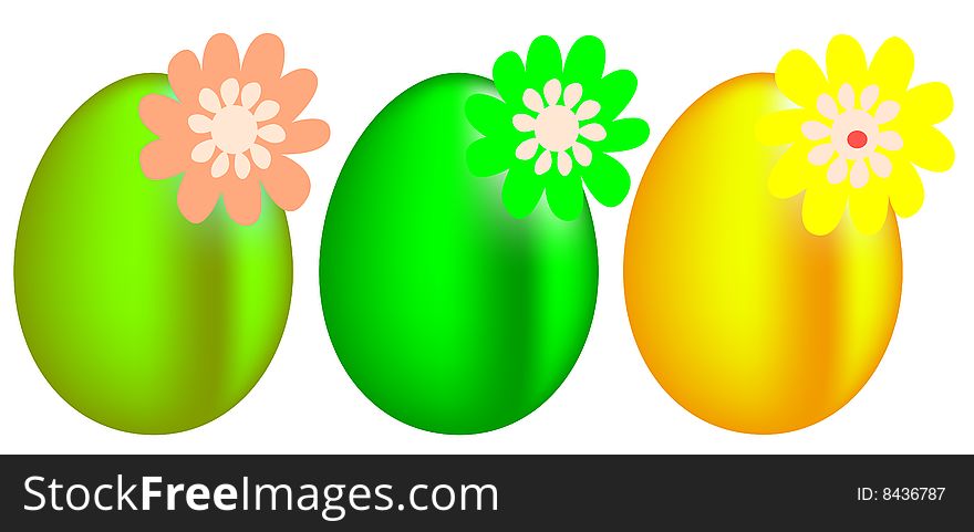 Floral easter eggs, vector illustration