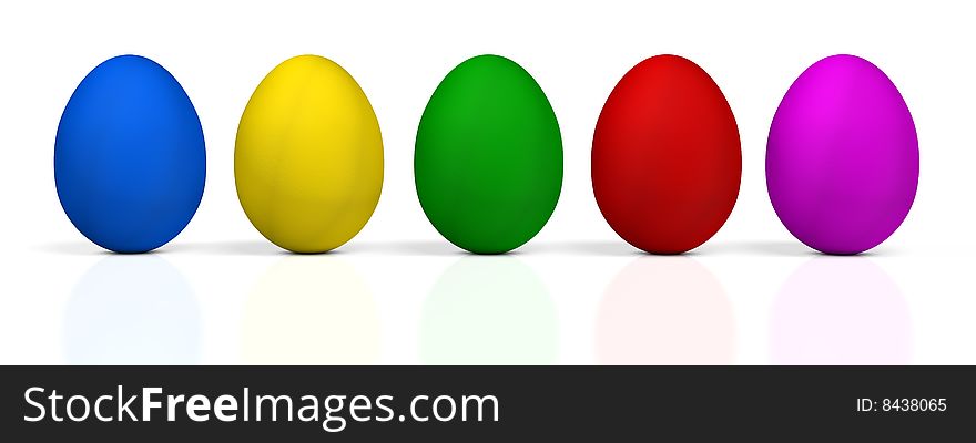 Color eggs on white background